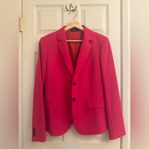 Theory, Women's Red Pink Carissa Classic Suit, Blazer, Size 8, Shell Virgin Wool